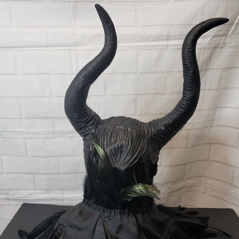 Disney Cosplay Maleficent Costume Headpiece Latex Horns with Feather Cape - Picture 3 of 10